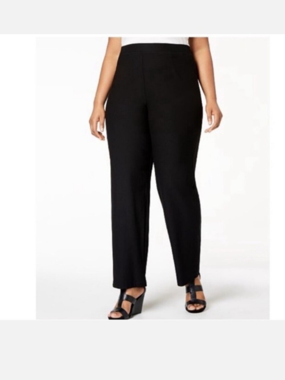 Eileen Fisher High Waist Stretch Black Crepe Pull On Pants Size 2X